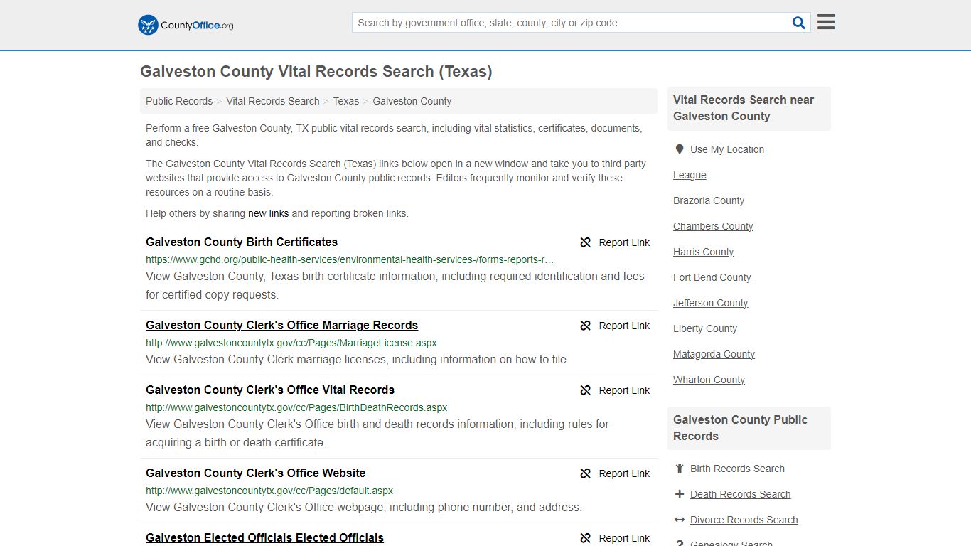 Galveston County Vital Records Search (Texas) - County Office